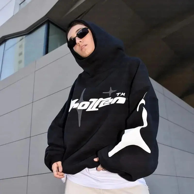 Men's and Women's Korean Y2K Harajuku Fashion Bubble Letter Super Large Hoodie, Gothic Hip Hop Sportswear, Street Top, New, 2024 Royal Drip